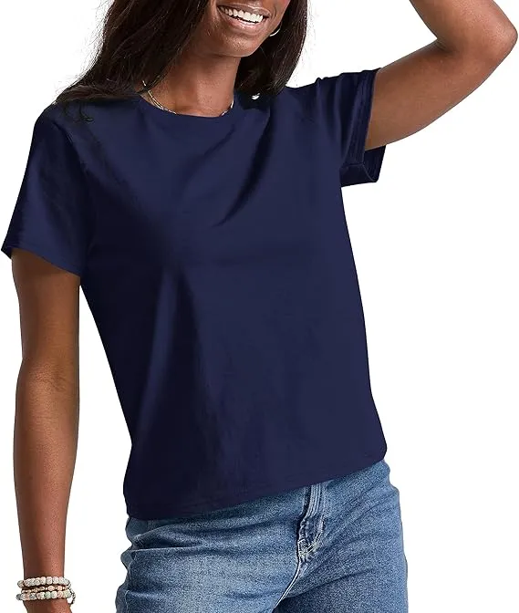 Hanes Women's Essentials T-Shirt, Cotton Crewneck Tee, Classic Fit T-Shirt for Women