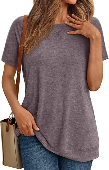 AUTOMET T Shirts Short Sleeve Crewneck Tees for Women Trendy Lightweight Soft Casual Summer Tops Clothes 2025